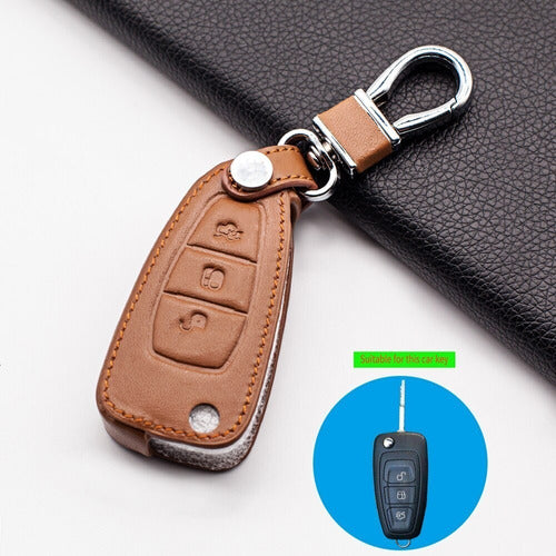 Leather Keychain Case for Ford Remote Control - Piel Color 1