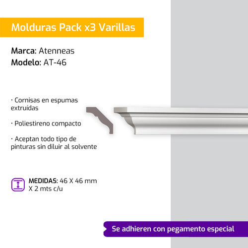 Atenneas AT-46 Molding Pack 3 Rods 46 X 46 Mm X 2 Meters 1