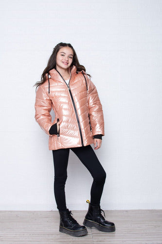 Girls' Waterproof Metallic Jacket with Hood 7