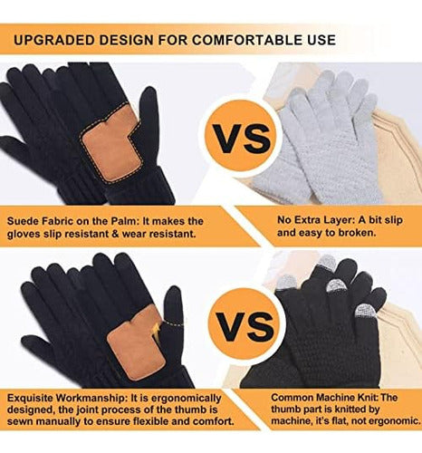 Winter Gloves for Women in Cold Weather, Warm Merino Wool Cable Knit Gloves 5