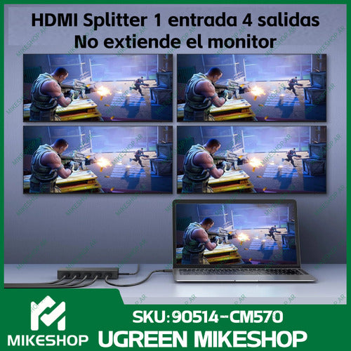 Splitter Hdmi 2.0 1x4 Ultra Hd 4k 60hz 1 Entrada A 4 Salidas 2