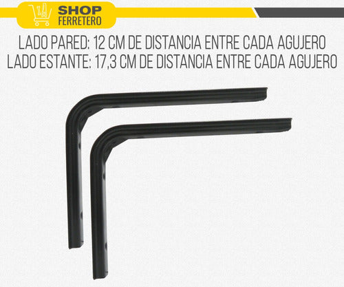 SC Metalúrgica Soporte Estante Ménsula Bracket SC 200x250 Mm Negro X Par 5