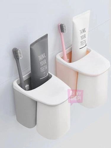 Adhesive Toothbrush Holder with Magnetic Cup 1