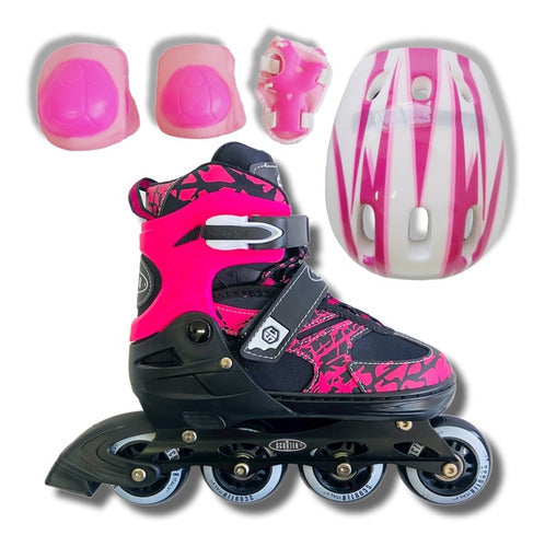 Extendable Aluminum Children's Rollers with Helmet + Basic Protections 10