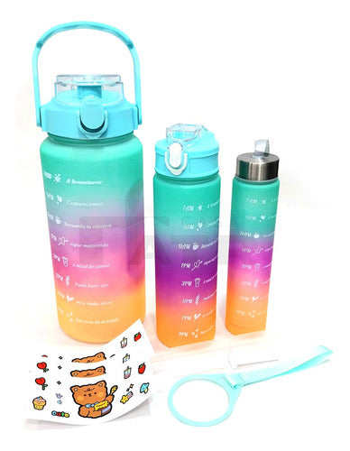 Tienda Seneca Set 3 Motivational Sport Water Bottles with Timed Markers 1