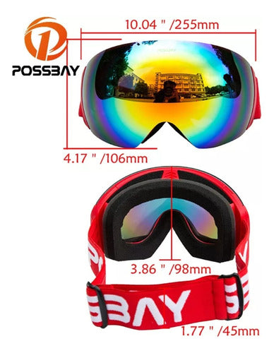 Possbay Ski/Snowboard Goggles with Case - UV Protection, Anti-Fog, Adjustable Strap 13