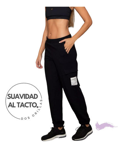 Noxion Pantalon Babucha Cargo Frisado Elastizado Urbano Mujer 1