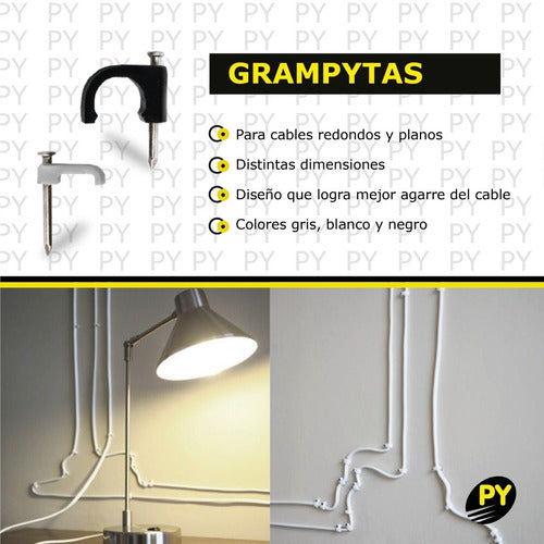 Fijaciones Py Grampita Coaxial Nº6 Con Clavo - Blanco - 200 Unid 5