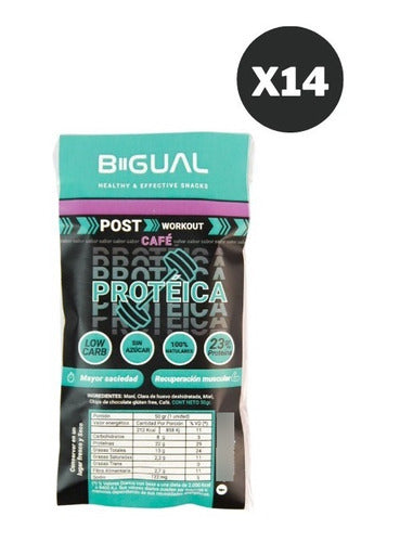 Bigual Pack X 14 Protein Bars Post Workout Coffee 50g 0