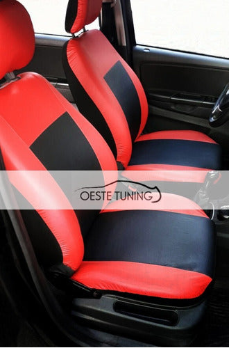 Oeste Tuning Red Leather Seat Covers + Steering Wheel Cover + Floor Mats + Gear Shift Cover 2