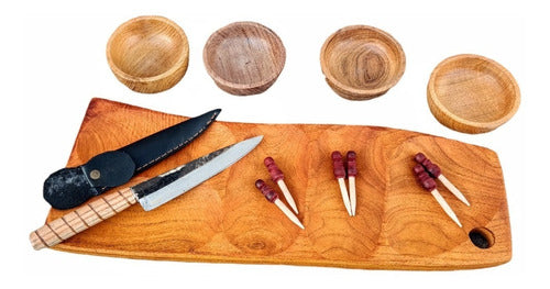 DYG Set Tablas De Algarrobo P/picada + Cuchillo De 16cm Curada 0