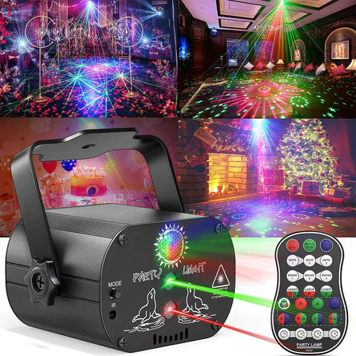 Mini Raio Laser Jogo De Luz Projetor Led Rgb E Uv C Controle 0