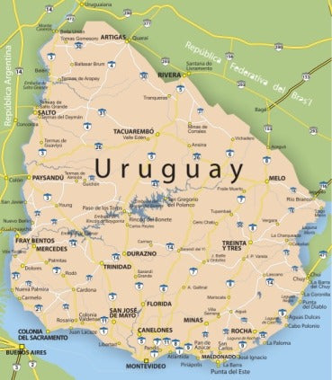 Mapa Del Departamento De Soriano - Uruguay - Lámina 45x30 Cm 2