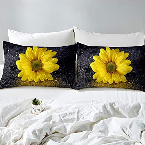 Erosebridal Floral Yellow Duvet Cover Sunflower 3D Bedding Set 1