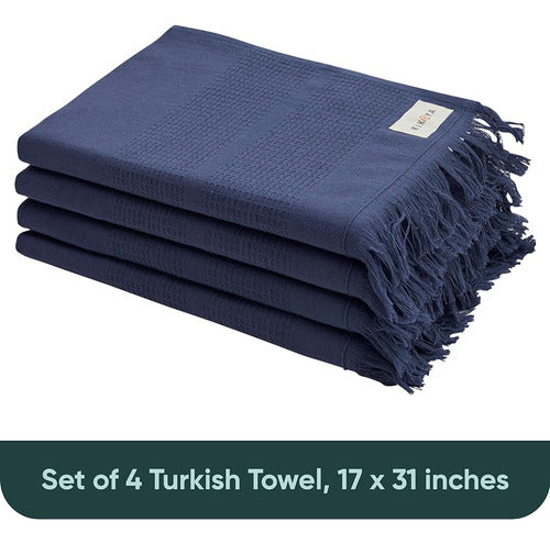 Kikoya Turkish Cotton Hand Towels - Set of 4 | 17 x 31 1