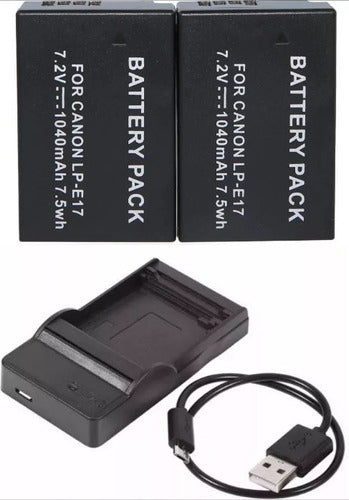 Canon 2 Batteries LP-E17 + USB Charger for EOS Rebel T6i T6s T7i 0