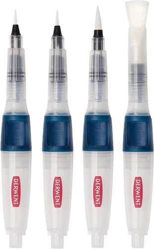 Kit Set X4 Pinceles Derwent Water Brush Con Boton Acuarela 1