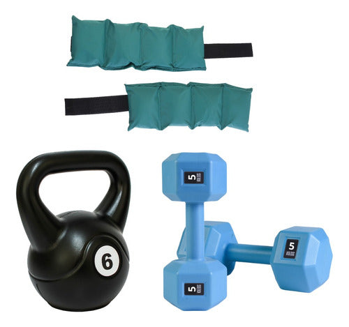 360 Fitness Hexagonal Dumbbells 5kg Ankle Weights 3kg Kettlebell 6kg 0