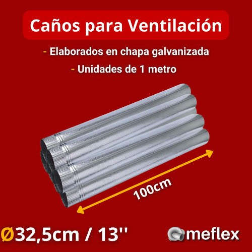 Caños Redondos Chapa Galvanizada 13 Pulgadas Ventilación 1