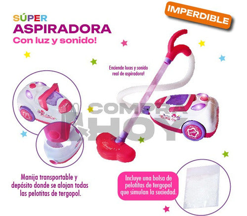 Toy Vacuum Cleaner with Light and Sound, Truly Sucks, Pink, 10047 1
