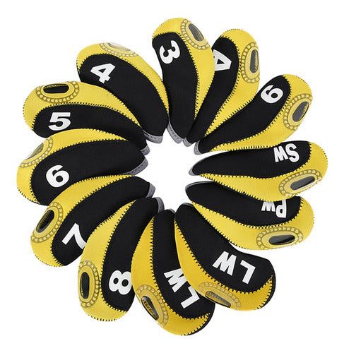 24x Club Iron Headcover Set Wedge Headcover Amarelo E Branco 7