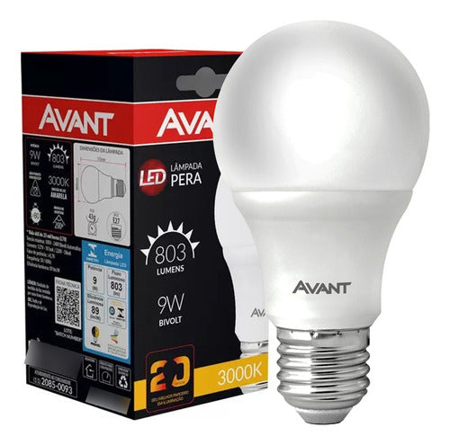 Kit 20 Lâmpada Pera Led 9w Branco Quente Casa Comércio Avant 5