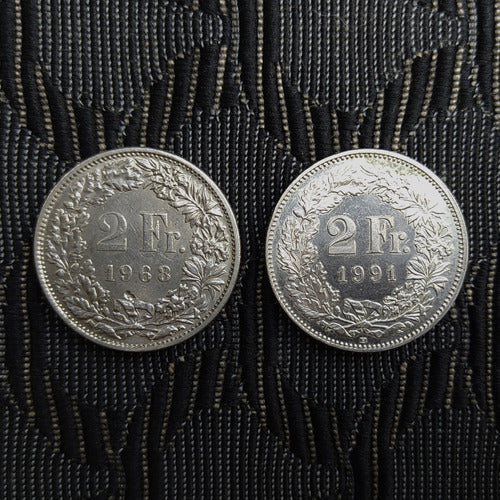 Monedas De 2 Francos Suizos Años 1968 Y 1991 Lote 0