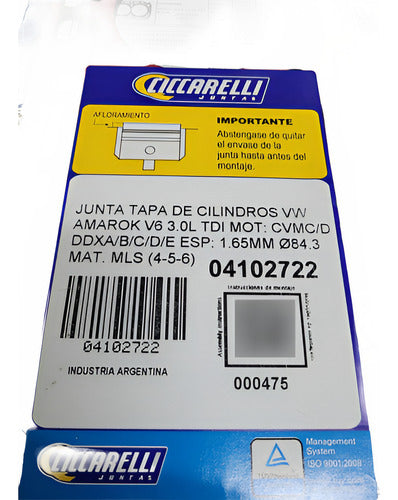 Par De Junta Tapa Cilindros Amarok V6 1.65mm Ciccarelli 2