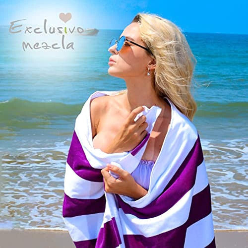 Exclusivo Mezcla 100% Algodón Toalla De Playa Grande Con Ray 1