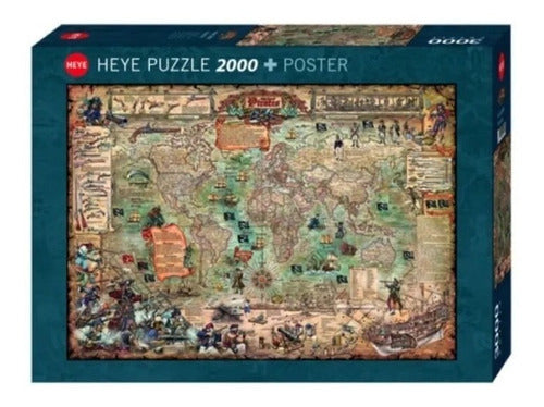 Heye 2000 Pieces Pirate World Map Puzzle 0