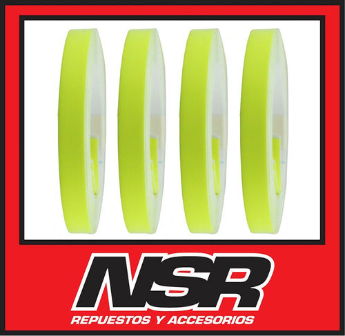 Reflective Fluorescent Tuning Wheel Rim Tape for Motorcycles, Cars, and Bikes - Pack of 4 22