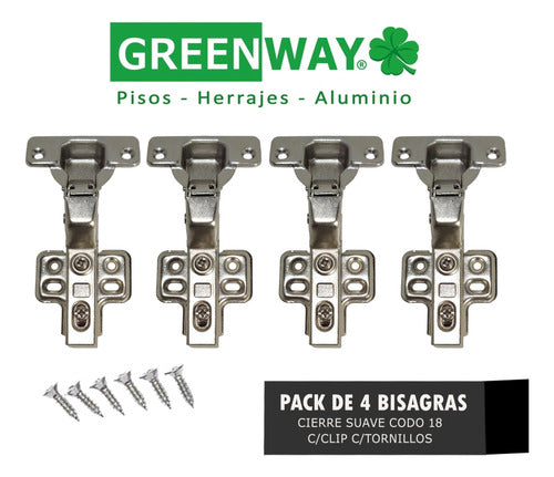 Bisagra Cierre Suave Codo 18 Cazoleta 35 Mm Pack 4 U C/ Clip 1