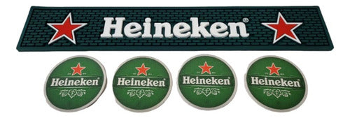 Heineken Bar Mat Esterilla Escurridor Barman + 4 Coasters 0