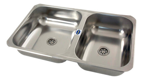 Double Stainless Steel Sink 63x37 + Monobloc Faucet Countertop Set 5