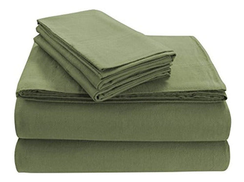 Tribeca Living SOLFL170SSQUGR Deep Pocket Solid Flannel Sheet Set 0