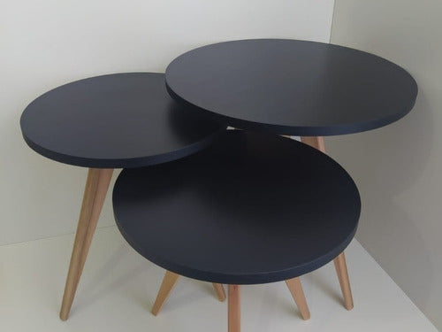 Set of 3 Nordic Round Tables 0