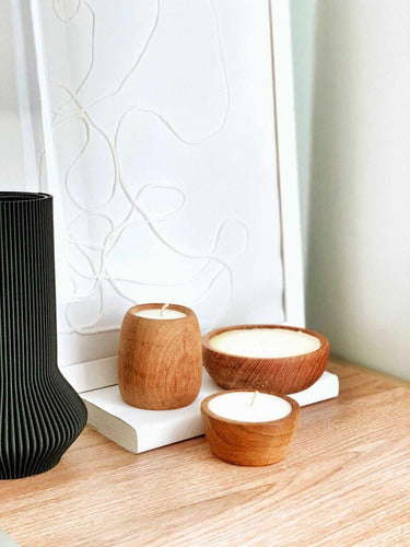 LeMirk Kit X 3 Aromatic Soy Candles in Wooden Bowls 0