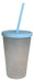 Set of 4 Glitter Plastic Cups with Straw and Lid 500ml 2