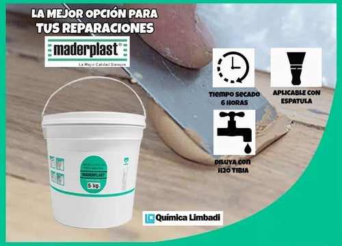 Masilla Acuosa Para Madera Maderplast Algarrobo/caoba X 5kg 7