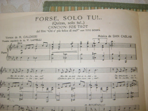 Antiquisima Partitura Piano Forse ,solo Tu...quizas Solo Tu 1