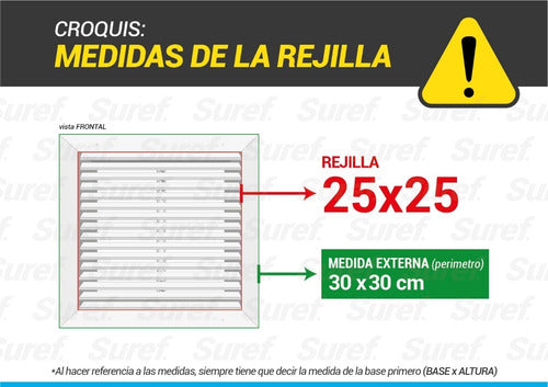 Suref 25x25 Fixed Ventilation Grille - Return 3