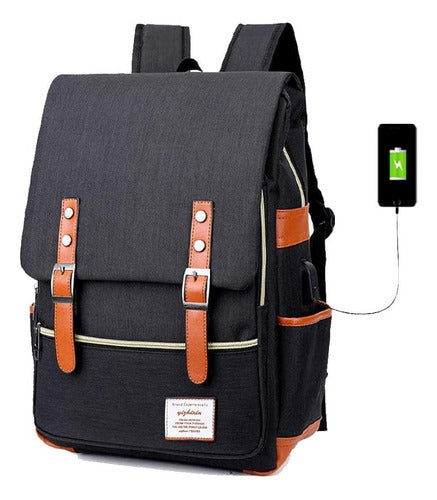 Generic Set Laptop Backpack With USB + Morral And Necessaire 1