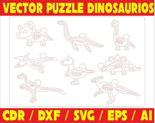 Vectores Corte Laser - Juego Dinosaurios Rompecabezas 1