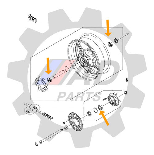 Rolamentos Roda Traseira Kawasaki Ninja 400 1