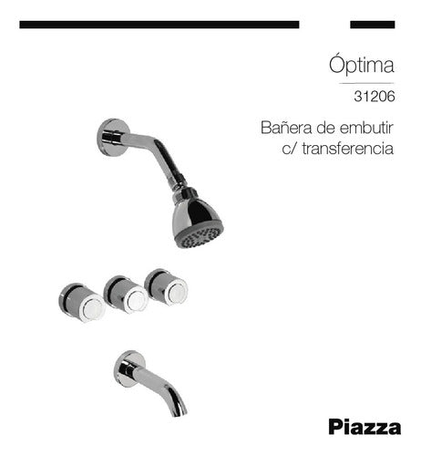 Piazza Optima Built-In Shower Faucet with Transfer 1