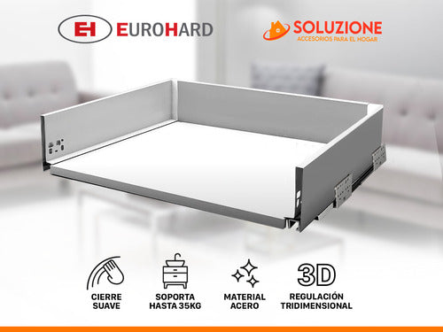 Lateral Slim Cajón 199x500mm Eurohard Blanco Cierre Suave 3d 3