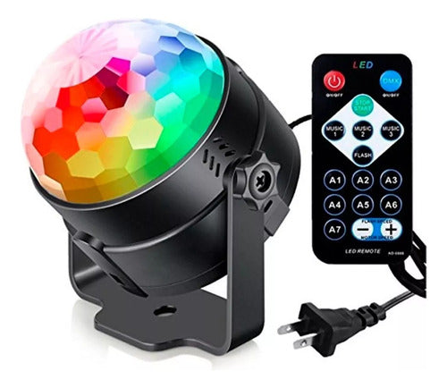 Bola De Luces Led Rgb Audioritmica Discoteca + Control Negro 0