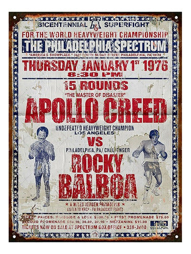 Club del Poster Cartel Chapa Publicidad Antigua Boxeo Rocky Vs Apollo L146 6