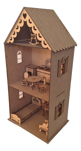 Large 3-Story Dollhouse Fibroboard MDF + Furniture 0