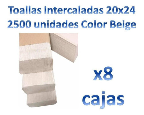 Aromes Toallas Intercaladas Beige 20x24 / 2500 Unidades X8 Cajas 2